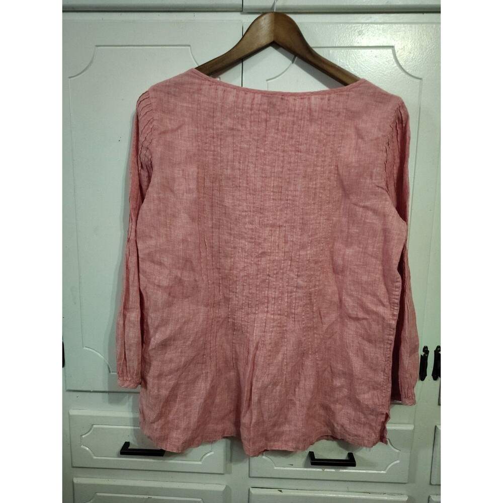 Talbots Lux Soft Red Woven Pleated Boho Western Tunic Shirt Top Small - Picture 3 of 5
